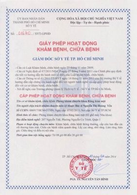 Giới Thiệu 1 Giay Phep Hoat Dong Kham Benh Chua Benh Nha Khoa Hoang Yen Quan 1 Bs Yen